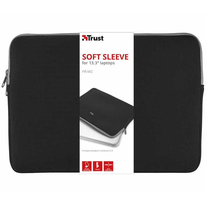 Trust Funda Primo Soft Sleeve para Portátiles hasta 13.3 pulg. Negra Trust Funda Primo Soft Sleeve para Portátiles hasta 13.3 pulg. Negra